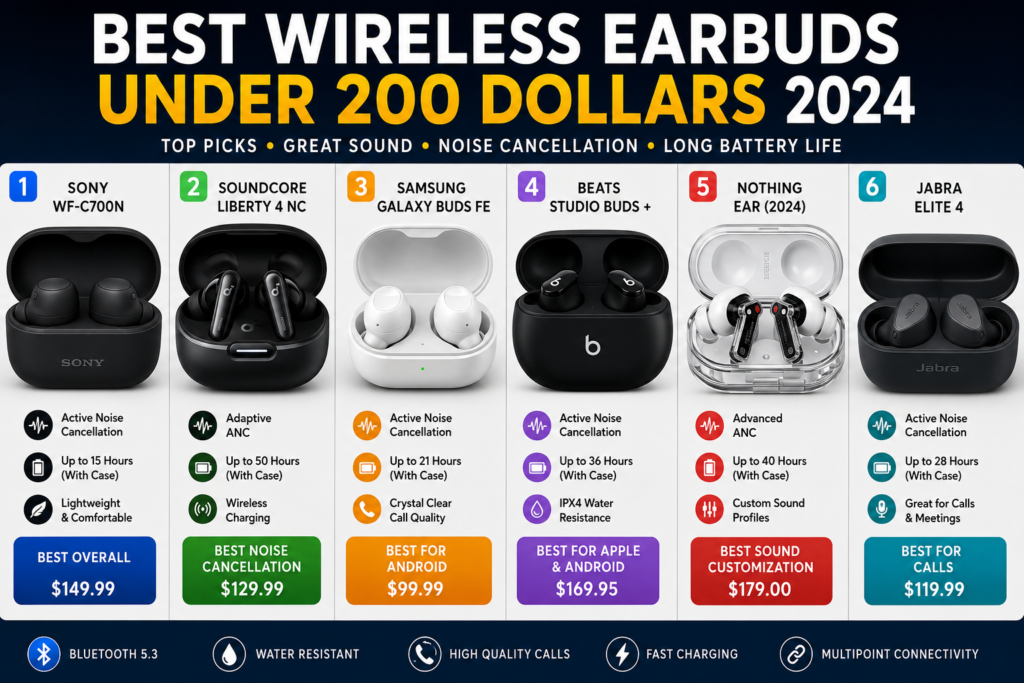 Best Wireless Earbuds Under 200 Dollars 2024